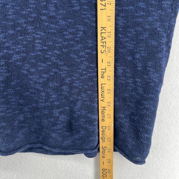 PROJECT Sweater Womens L BEACH Intarsia Slub Hooded Pullover Linen Cotton Blue - Picture 14 of 15